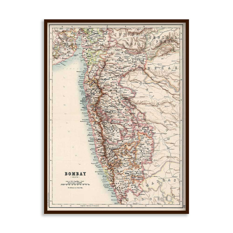 Vintage Bombay Map Canvas Art Print for Wall