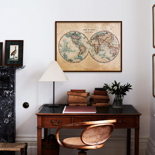 World Map 1 Vintage Wall Artwork | Canvas Painting for Wall | Wall Decor | Wall Painting for Living Room | Bedroom