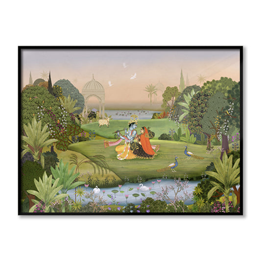 Vrindavan Traditional Wall Artwork | Nature Canvas Painting for Wall | Wall Decor | Wall Painting