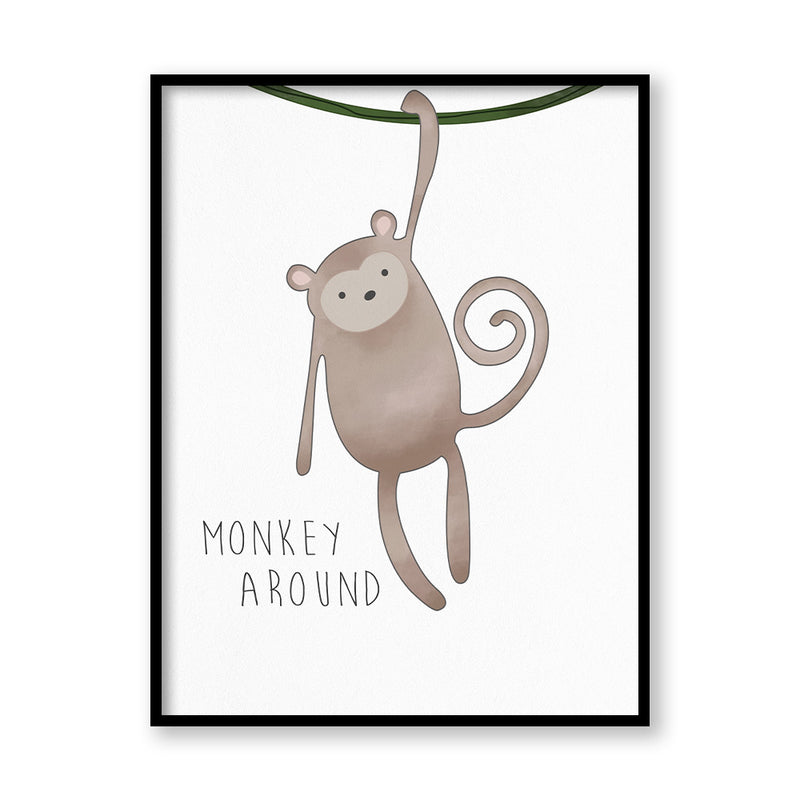 Watercolour Monkey Wall Art Canvas Print for Kids Room