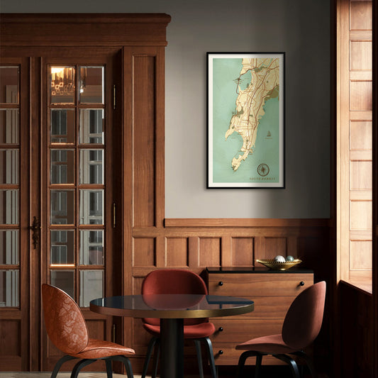 South Bombay Map Vintage Wall Artwork | Canvas Painting for Wall | Wall Decor | Wall Painting for Cafe, Office, Restaurant