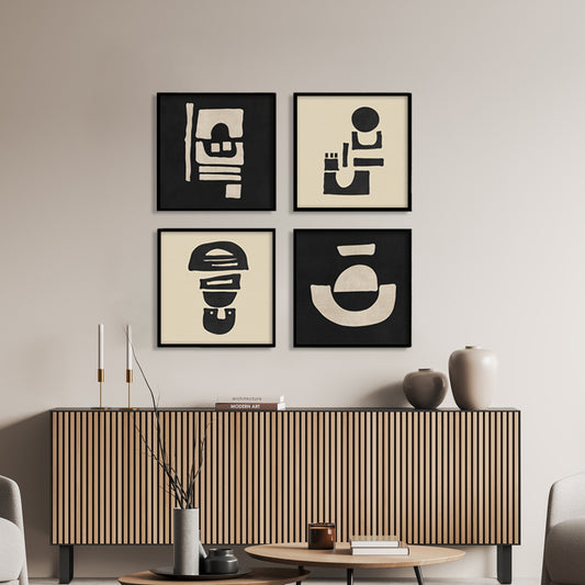 Geometric Patches Canvas Painting Gallery Wall Art for Home Decor