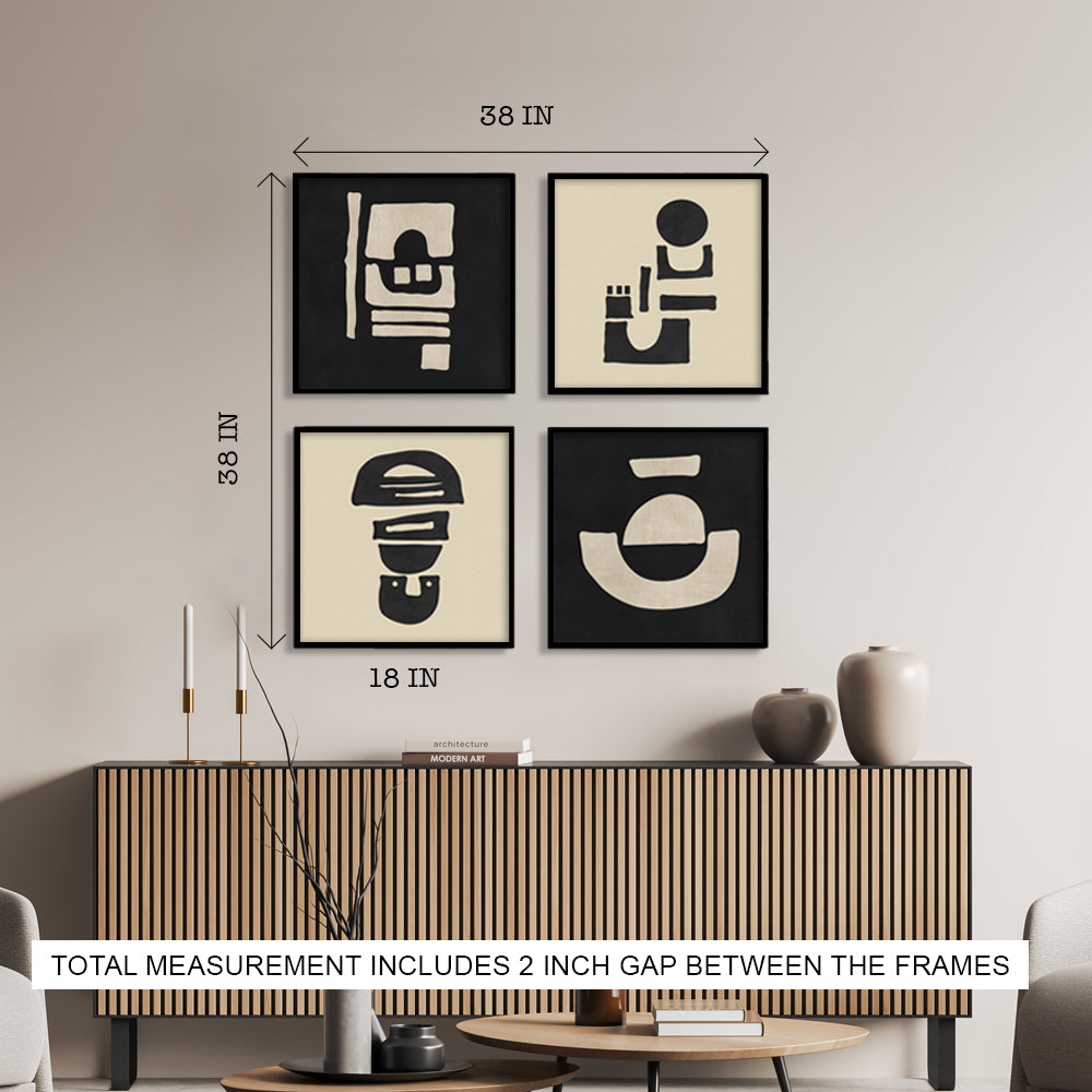 Geometric Patches Canvas Painting Gallery Wall Art for Home Decor