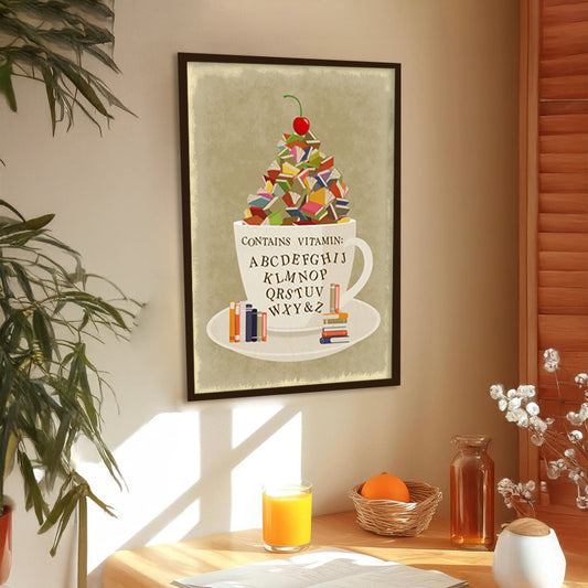 Cup of Knowledge — Whimsical Typography Art Print Wall Artwork | Pop Canvas Painting for Wall