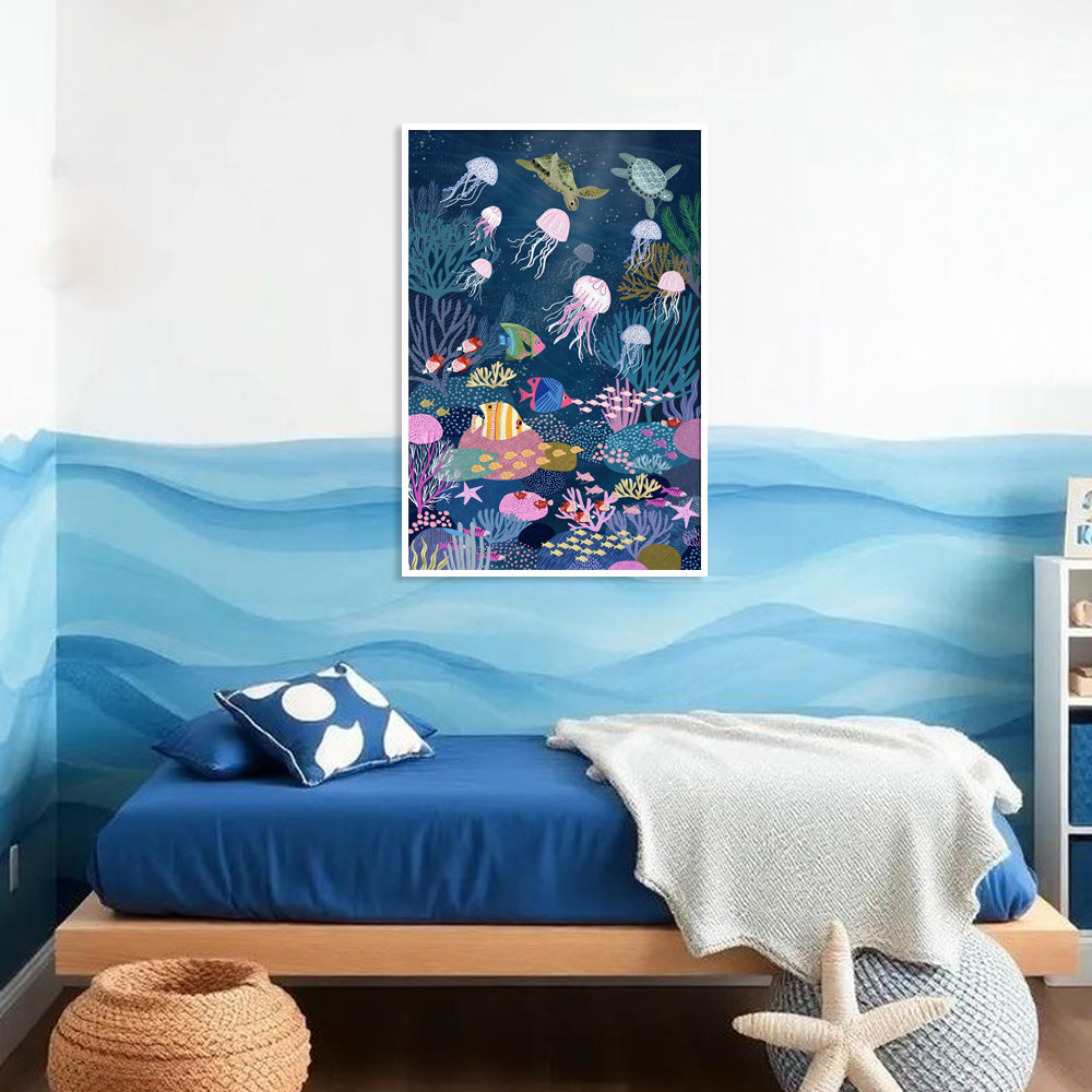 Underwater Wonderland — Ocean Theme Pop Artwork Canvas Print for Kids Room