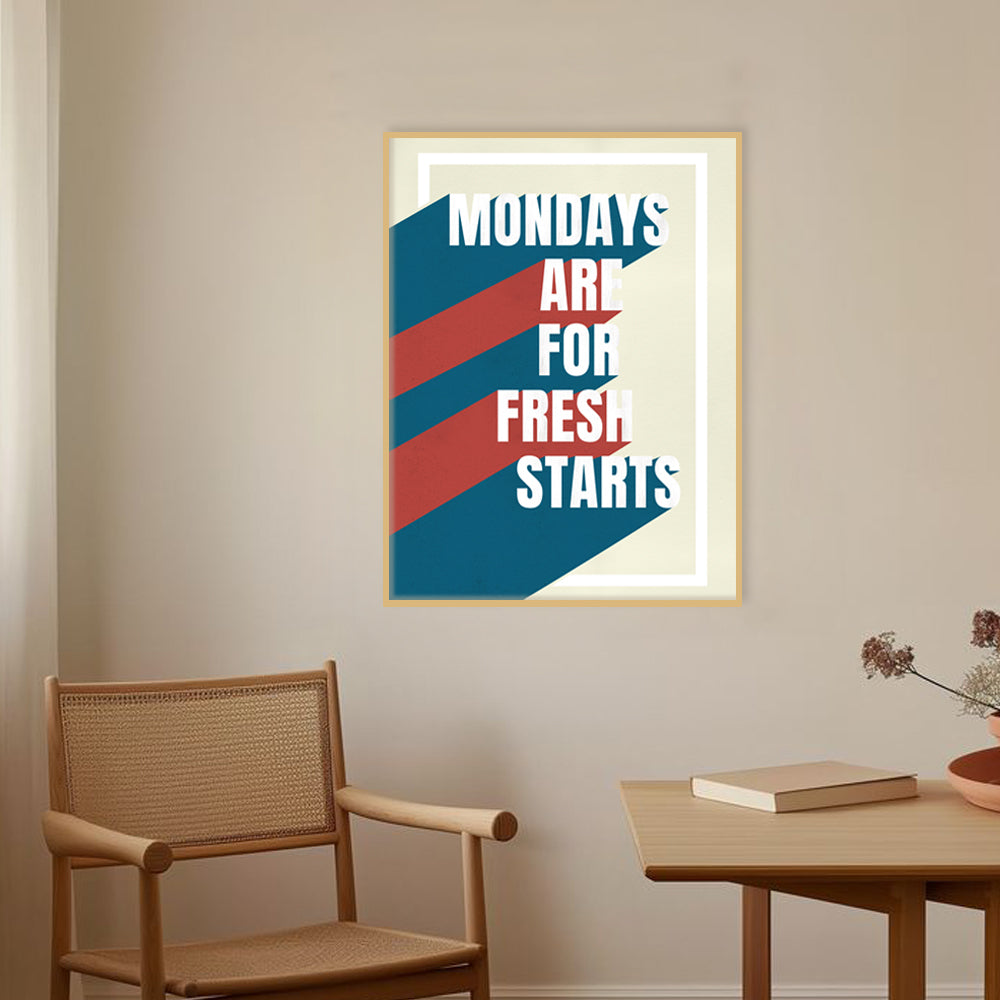 Fresh Starts — Monday Motivation Typography Pop Artwork Canvas Print for Wall
