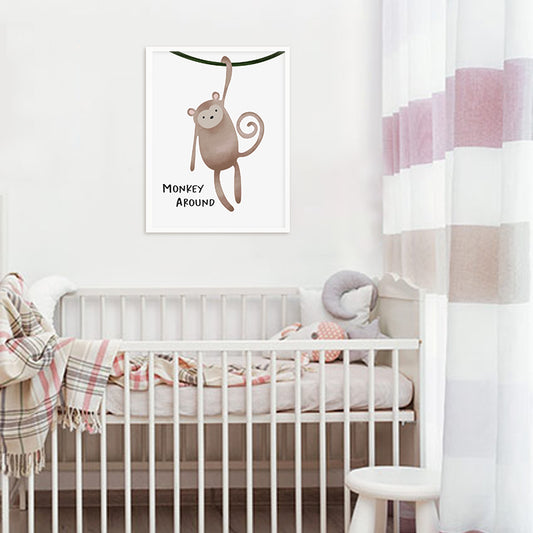 Watercolour Monkey Wall Art for Kids Room | Canvas Painting for Wall | Wall Decor | Wall Painting for Kids, Wall, Home Decor