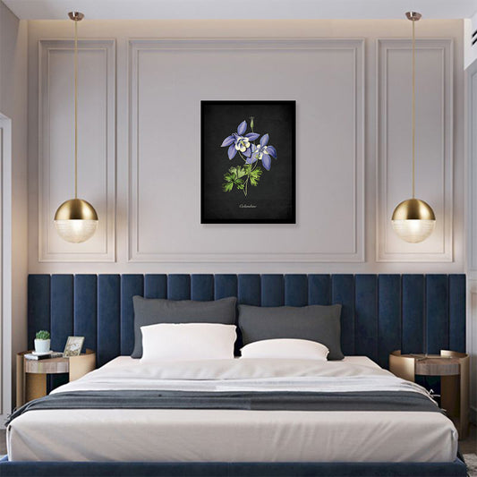 Night Garden 5 - Columbine Wall Artwork | Nature Canvas Painting for Wall | Wall Decor | Wall Painting