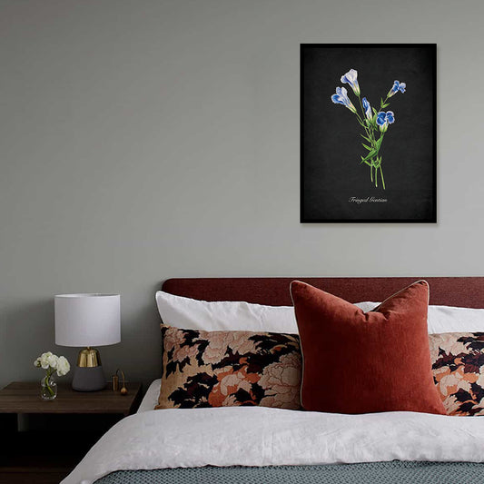 Night Garden 8 - Fringed Gentian Wall Artwork | Nature Canvas Painting for Wall | Wall Decor | Wall Painting