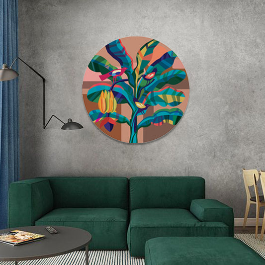 Tryst With Nature 3 (Round) Wall Artwork Home Decor | Nature Canvas Painting for Wall | Wall Decor | Wall Painting