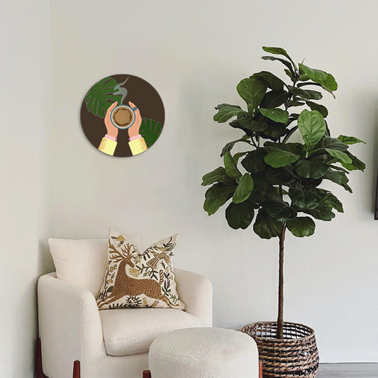 Coffee Love (Round) Pop Artwork | Canvas Painting for Wall | Wall Decor | Wall Painting for Home Decor, Cafe, Restaurant