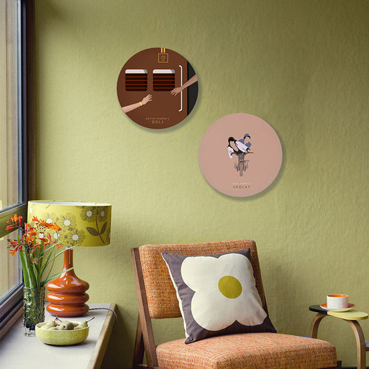 DDLJ (Round) Pop Artwork | Canvas Painting for Wall | Wall Decor | Wall Painting for Home Decor, Cafe, Restaurant