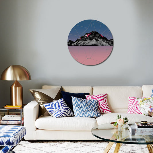 Mountain Daze 1 (Round) Pop Artwork | Canvas Painting for Wall | Wall Decor | Wall Painting for Home Decor, Cafe, Restaurant
