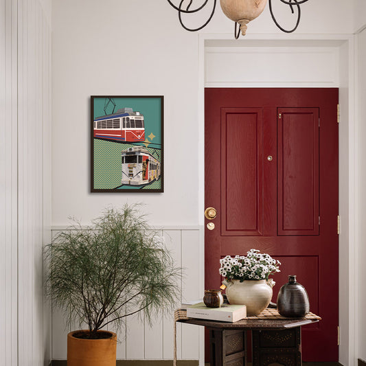 Oh Calcutta! - Tram Pop Artwork | Canvas Painting for Wall | Wall Decor | Wall Painting for Home Decor, Cafe, Restaurant