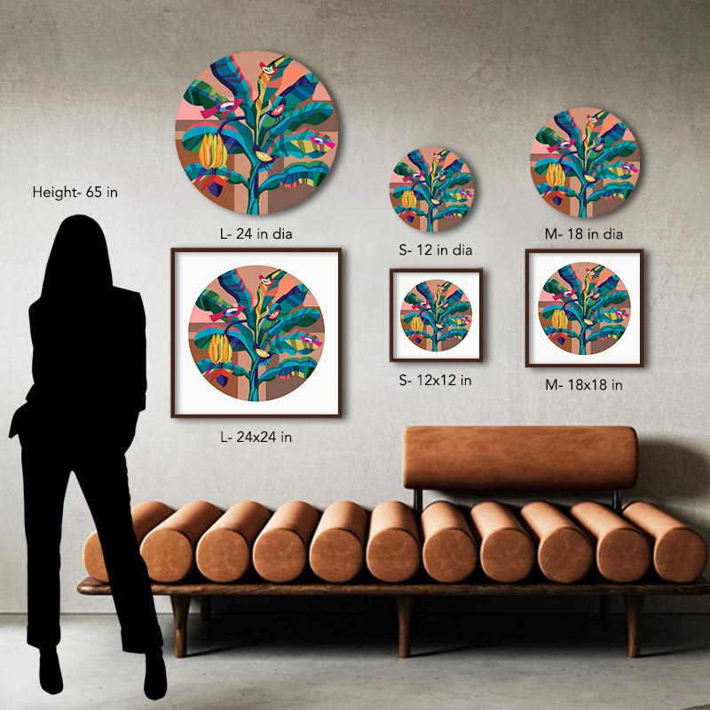 Tryst With Nature 1 (Round) Wall Artwork Home Decor | Nature Canvas Painting for Wall | Wall Decor | Wall Painting