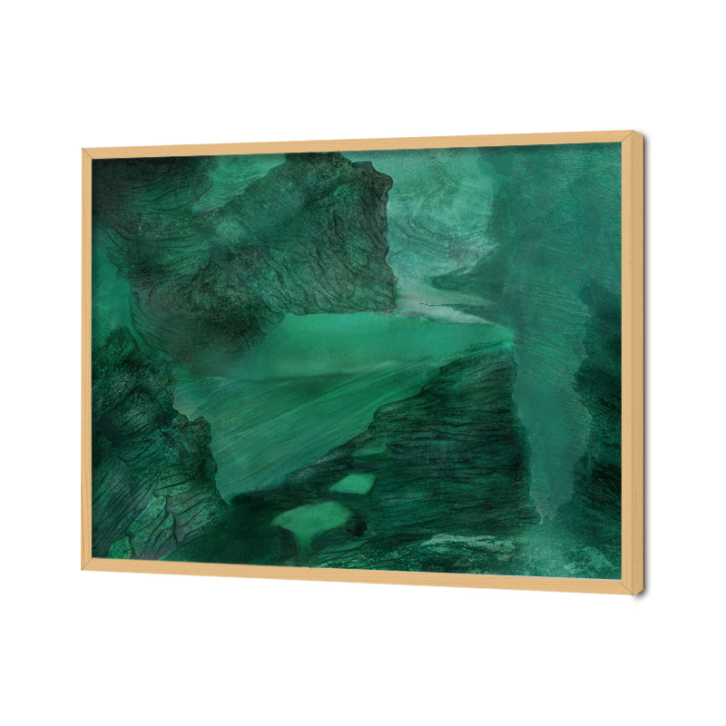 Emerald Echoes Abstract Canvas Wall Art Print