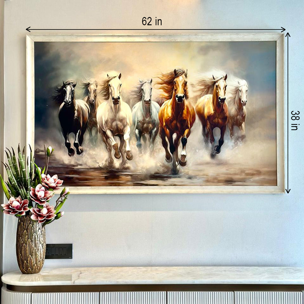 Seven Running Horses Traditional Artwork Canvas Print