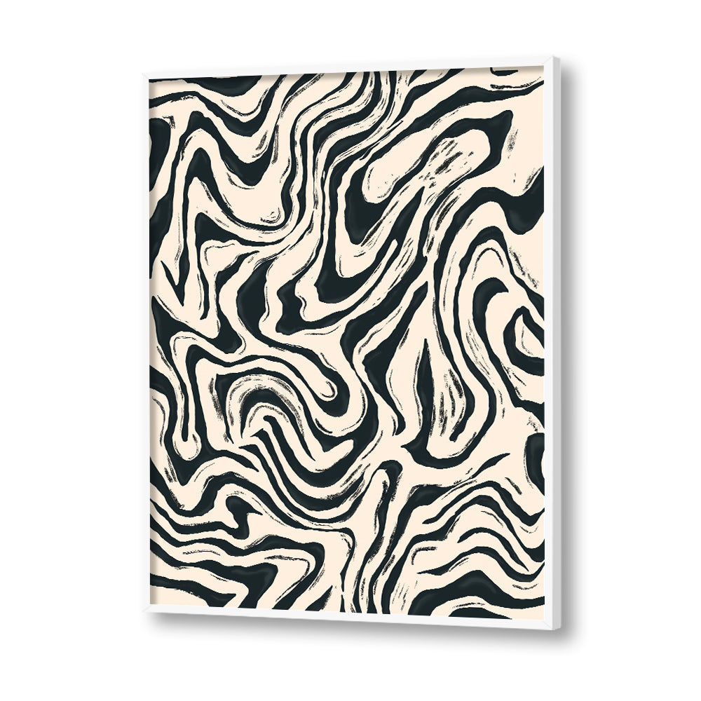 Abstract Fluid Black and White Canvas Wall Art Print