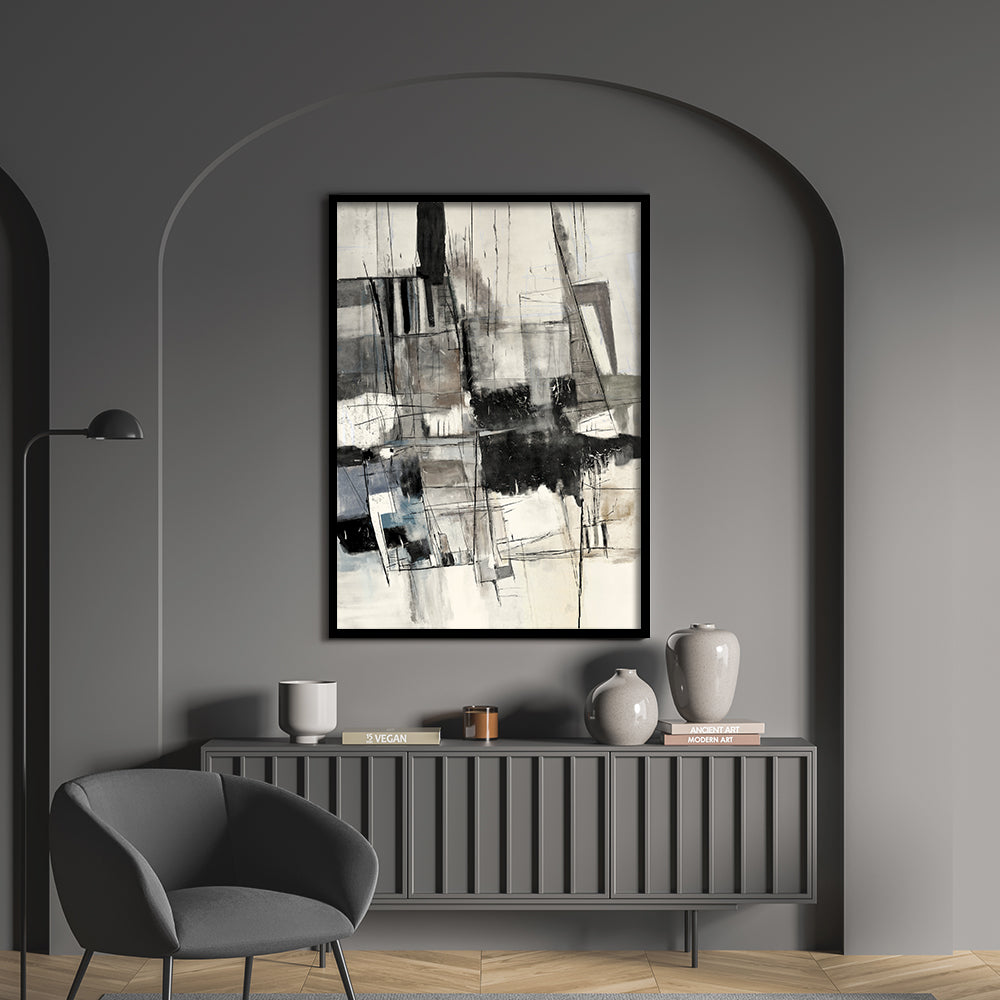 Abstract Noir Black & White Canvas Wall Art Print
