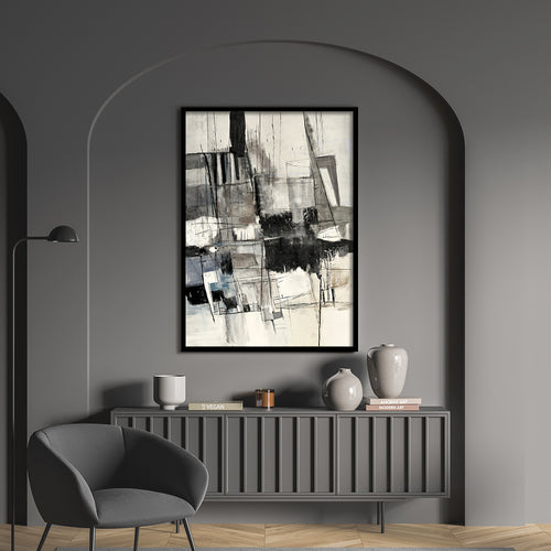 Abstract Noir Black & White Canvas Wall Art Print