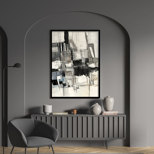 Abstract Noir Black & White Canvas Wall Art Print