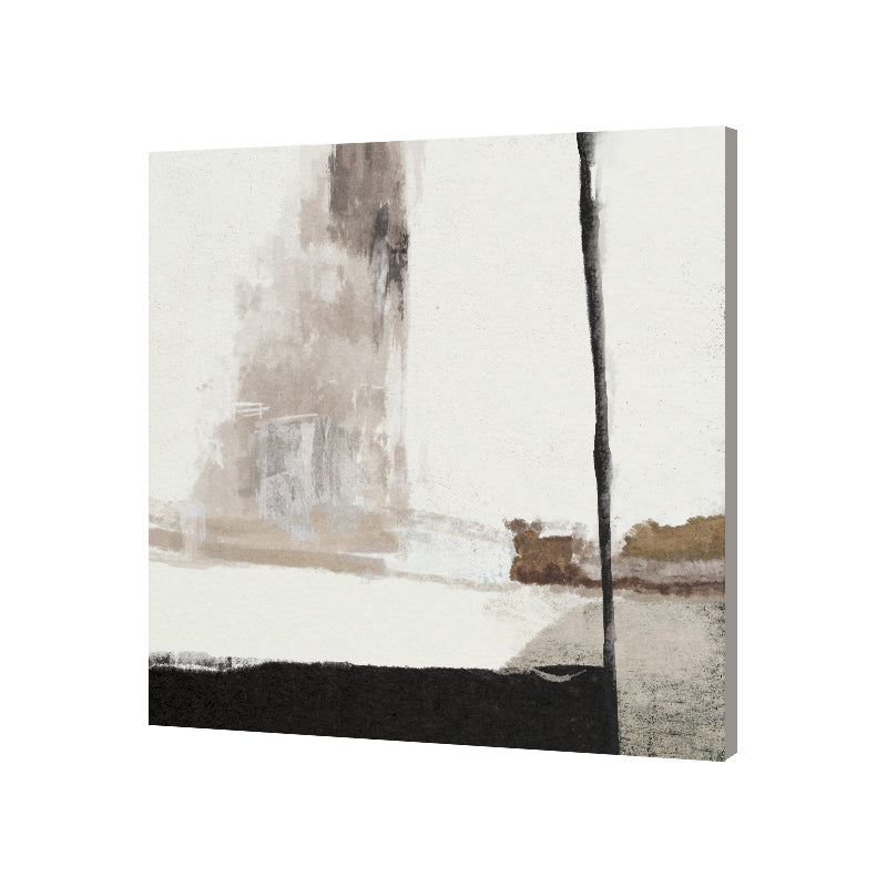 Abstract Strokes 1 Black and White Canvas Wall Art Print