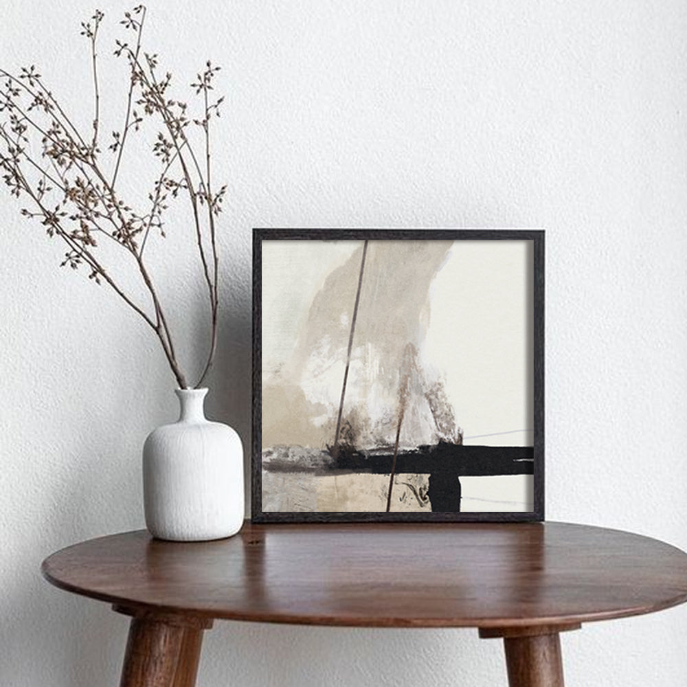 Abstract Strokes 2 Black and White Canvas Wall Art Print shown in a room