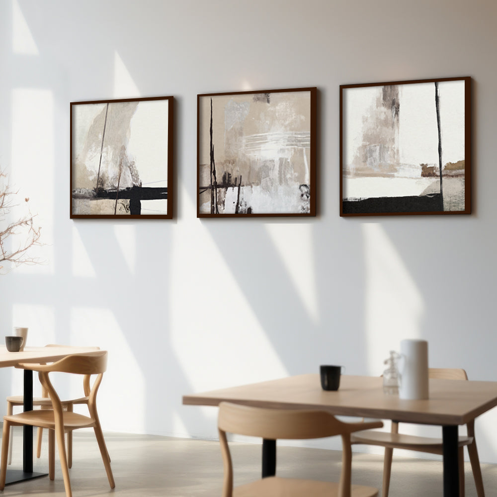 Abstract Strokes 2 Black and White Canvas Wall Art Print