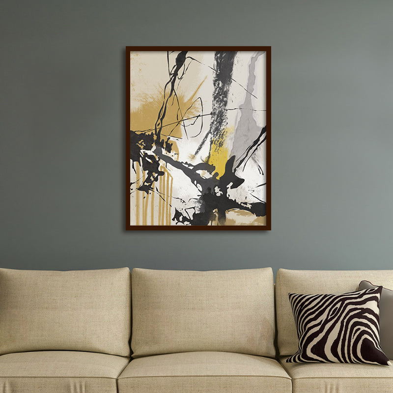 Amber Splash Abstract Canvas Wall Art Print shown in a room