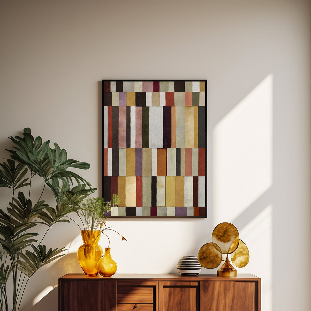 Dynamic Palette Abstract Canvas Wall Art Print shown in a room