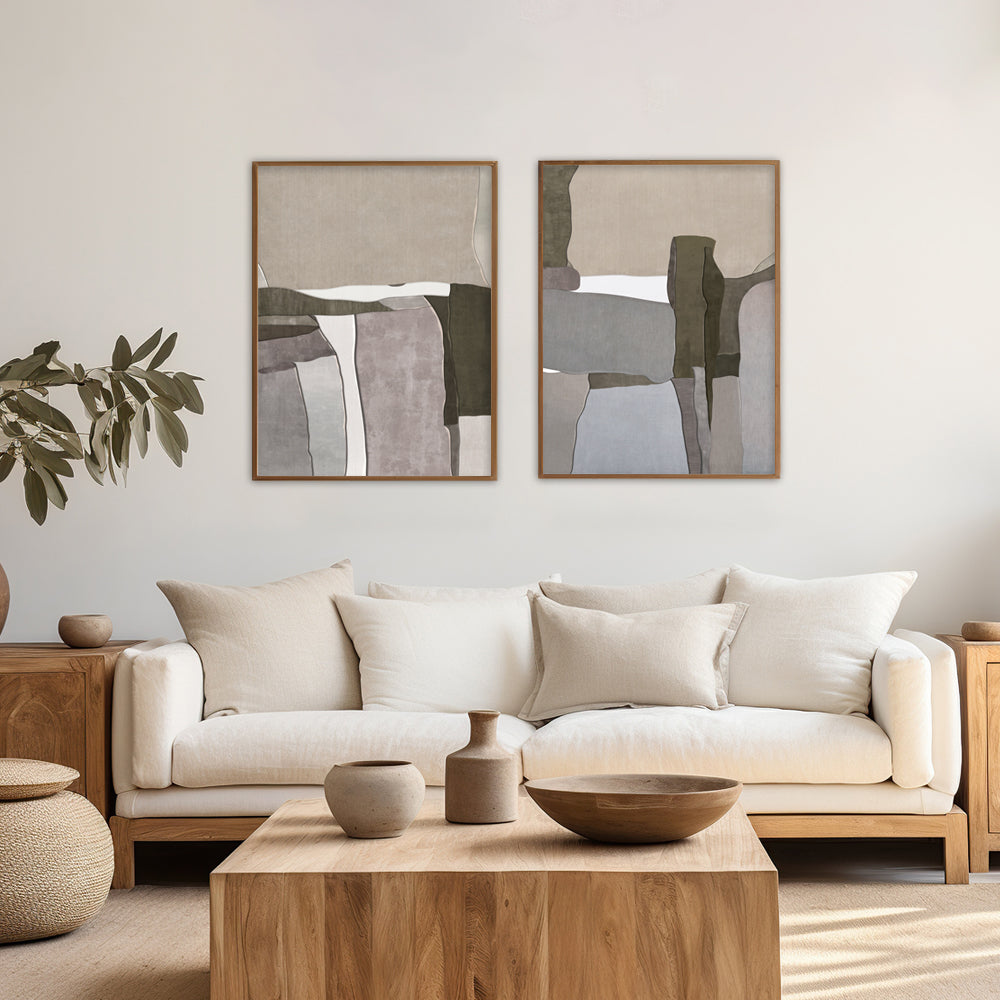Earthy Essence Set of 2 Abstract Canvas Wall Artprint