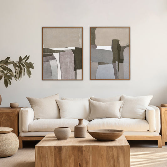 Earthy Essence Set of 2 Abstract Canvas Wall Artprint