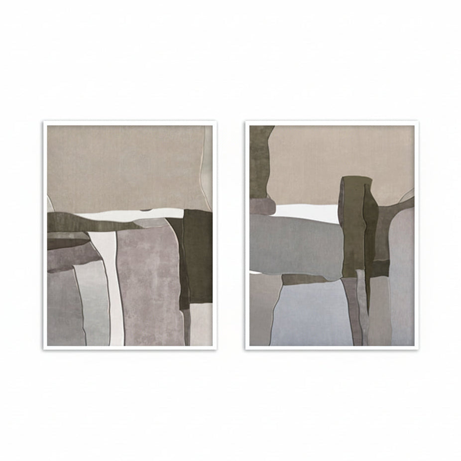 Earthy Essence Set of 2 | Abstract Canvas Painting for Wall | Wall Decor | Wall Painting