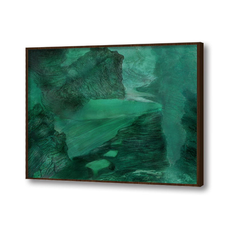 Emerald Echoes Abstract Canvas Wall Art Print