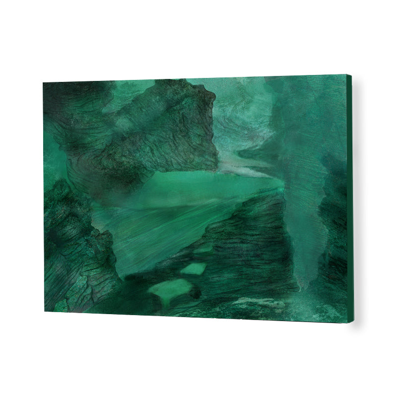Emerald Echoes Abstract Canvas Wall Art Print