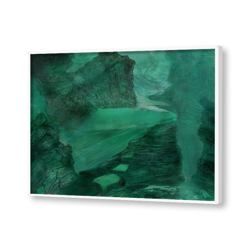 Emerald Echoes Abstract Canvas Wall Art Print
