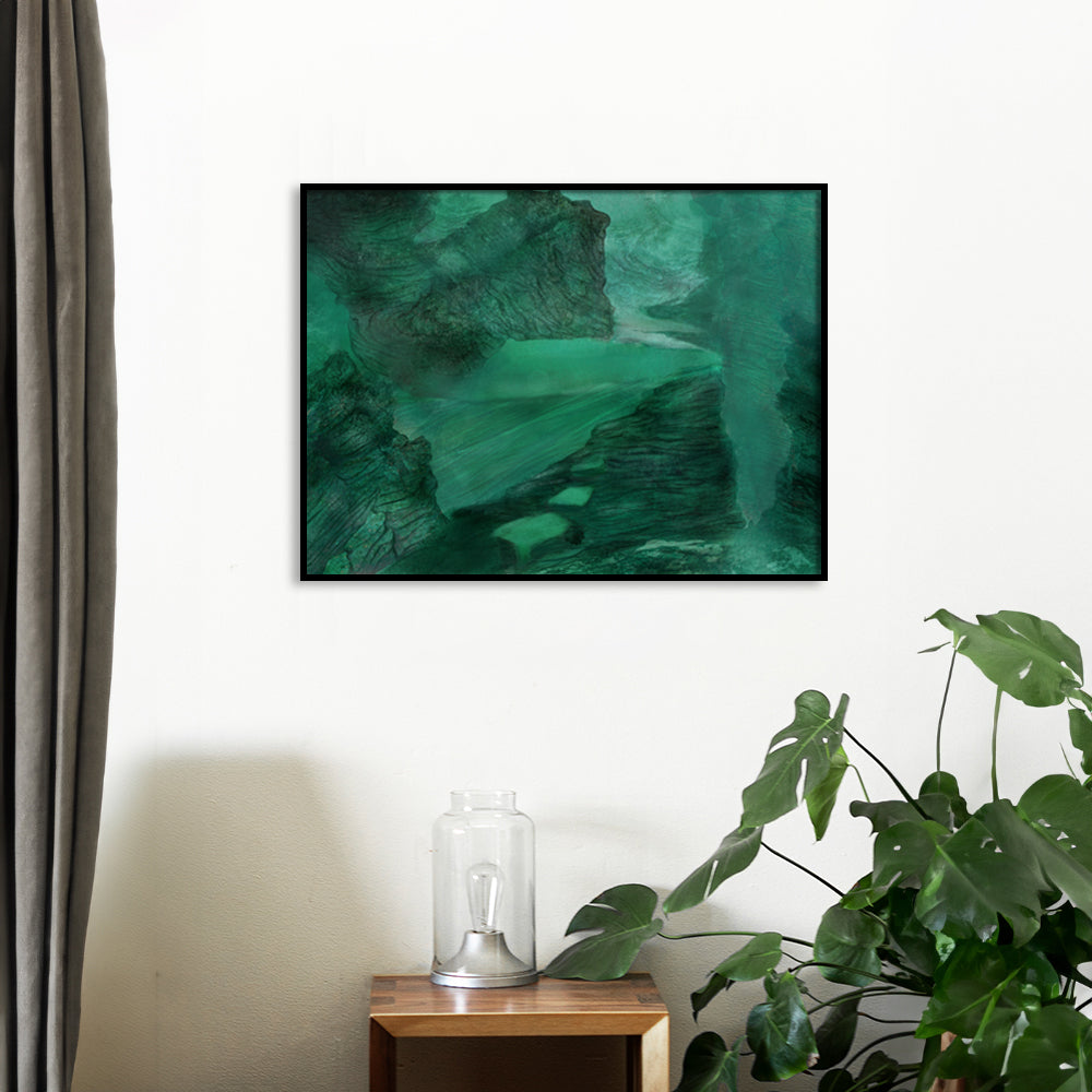 Emerald Echoes Abstract Canvas Wall Art Print