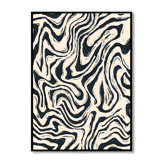 Abstract Fluid Black and White Canvas Wall Art Print