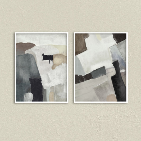 Pastel Echoes Abstract Canvas Wall Art Print