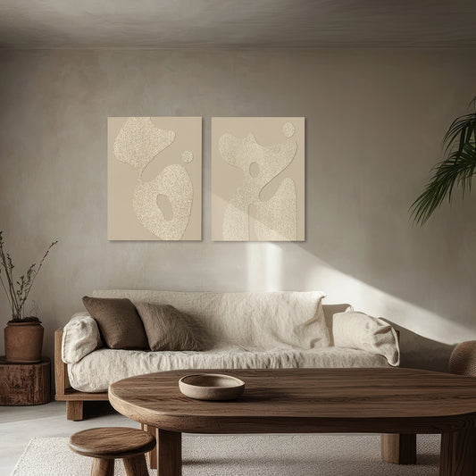 Sandscape Set of 2 Abstract Canvas Wall Art Print