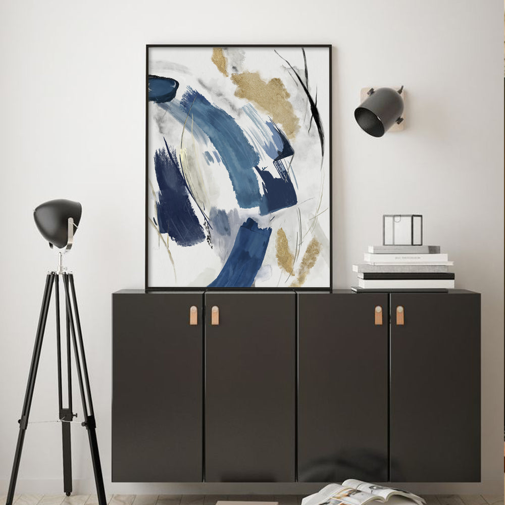 Splash of Blue Abstract Canvas Wall Art Print