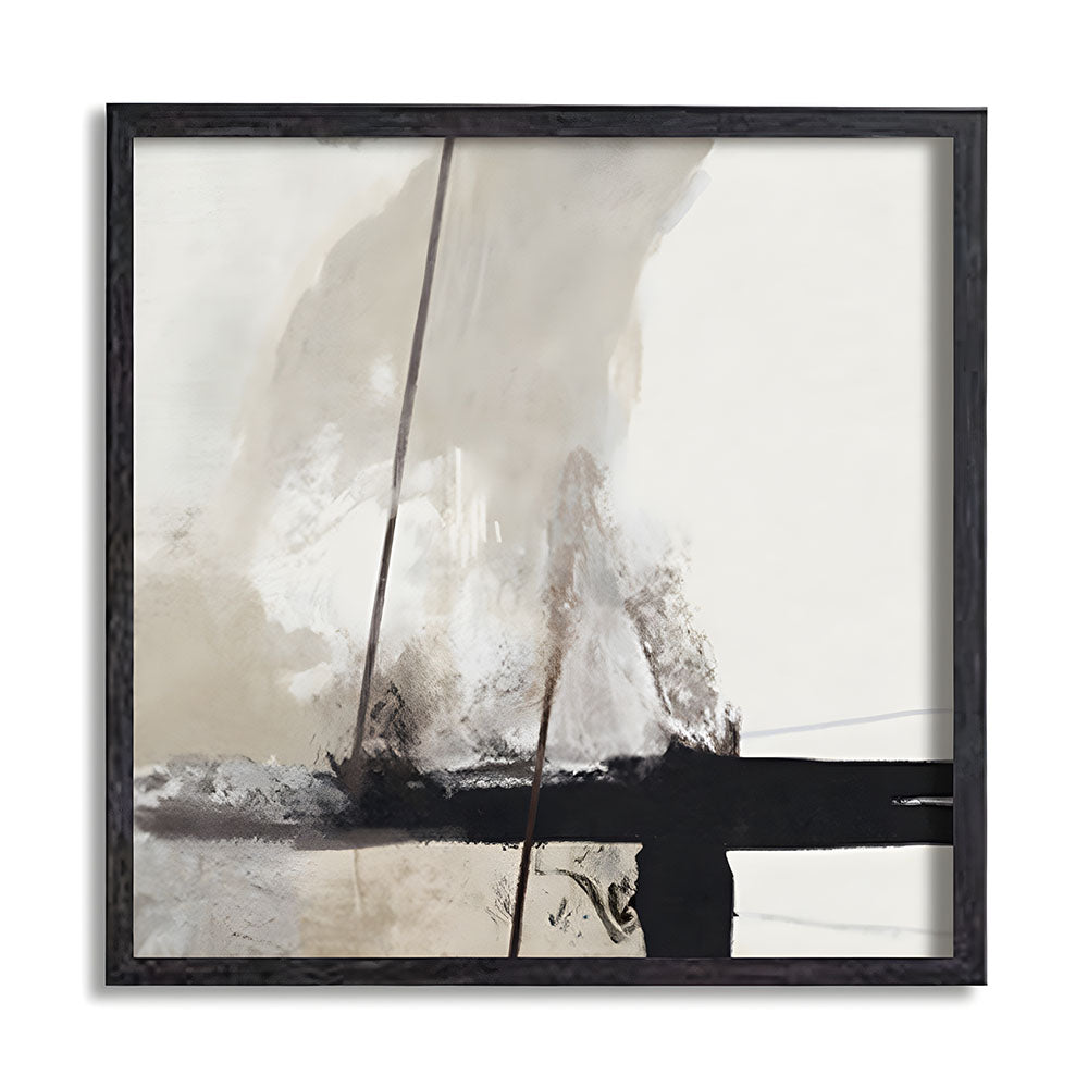Abstract Strokes 2 Black and White Canvas Wall Art Print