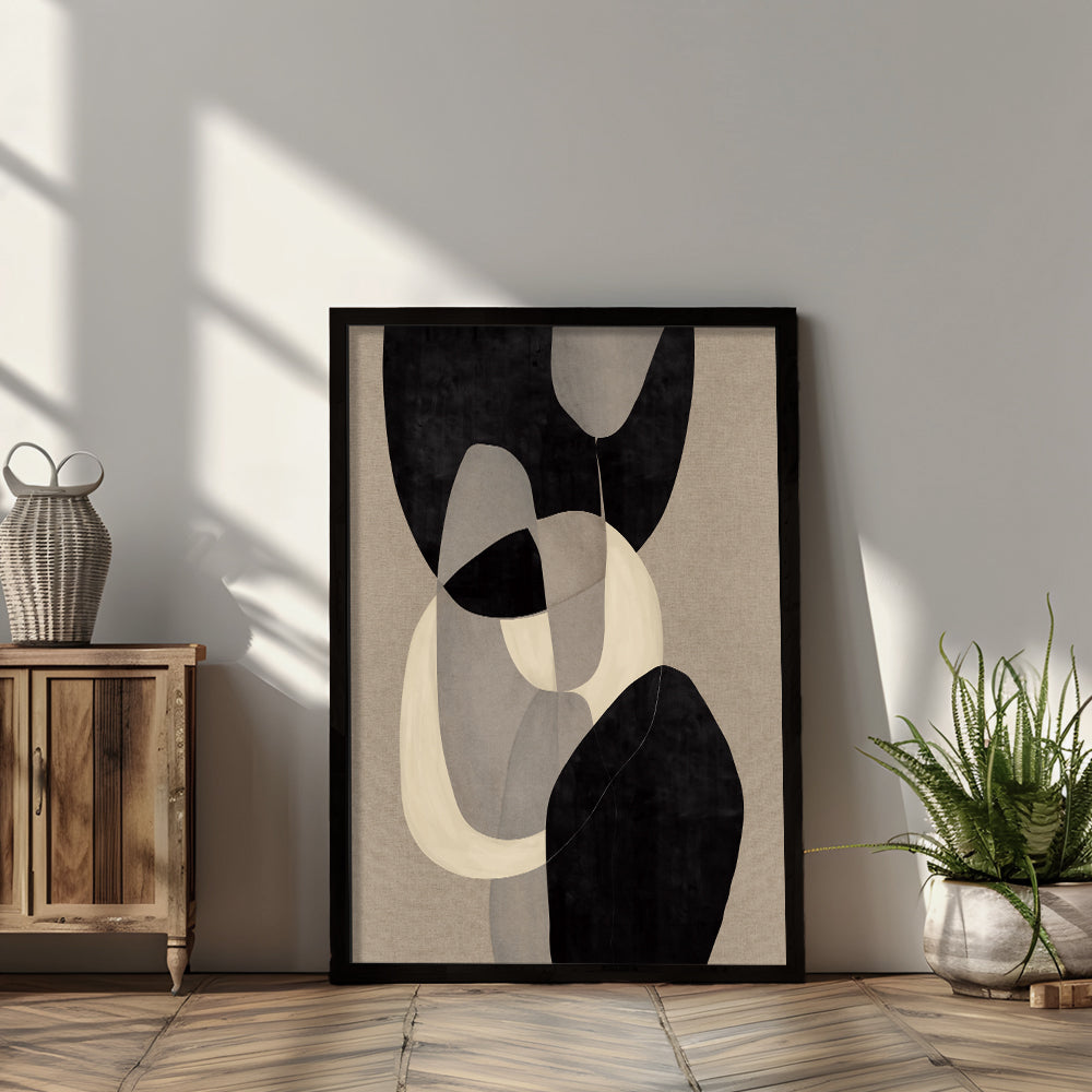 Structured Chaos Abstract Canvas Wall Art Print shown in a room