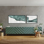 Teal Waves (Set of 2) Nature Artwork Canvas Print for Wall