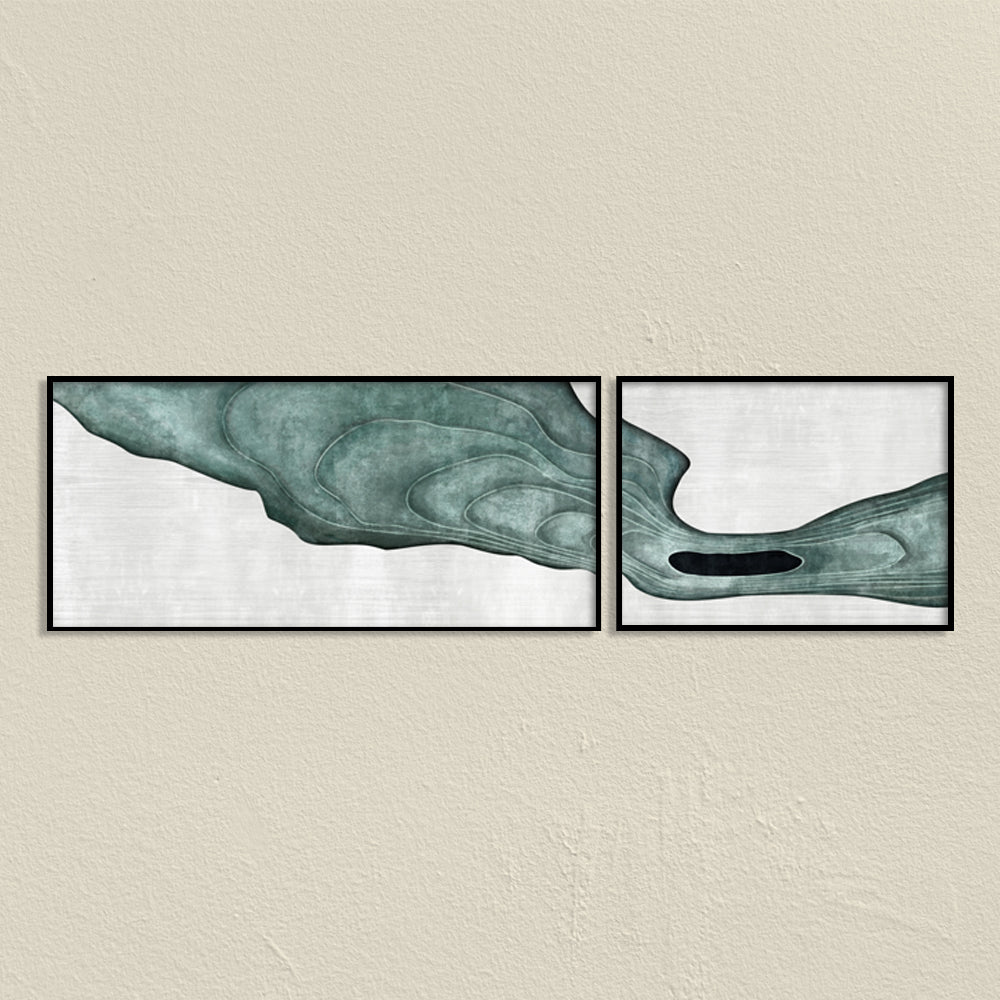 Teal Waves (Set of 2) Nature Artwork Canvas Print for Wall