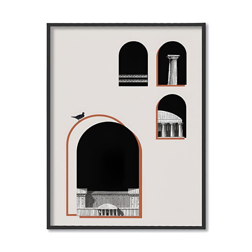 Architecture 4 Black and White Artwork Canvas Print