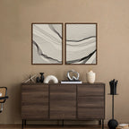 Abstract Arcs (Set of 2) Black and White Canvas Wall Art Print