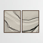 Abstract Arcs (Set of 2) Black and White Canvas Wall Art Print