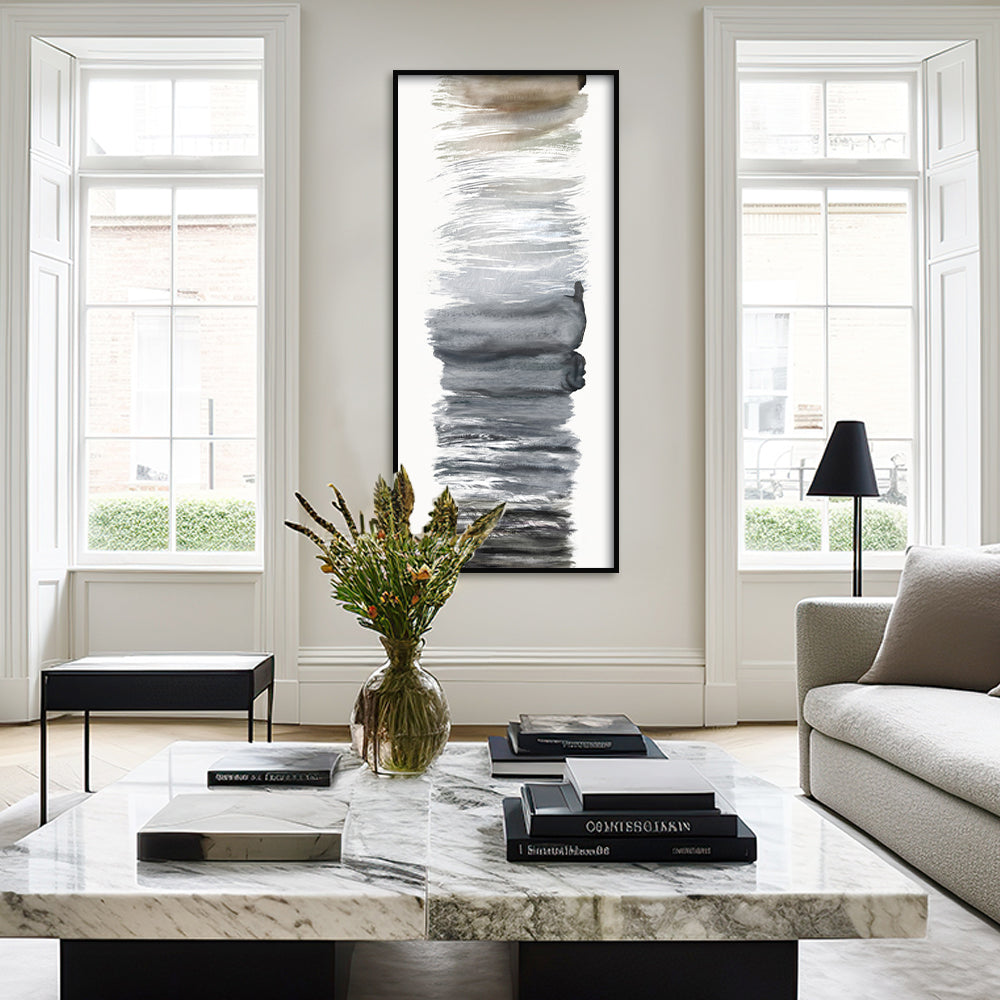 Brushstroke Symphony Abstract Canvas Wall Art Print shown in a room