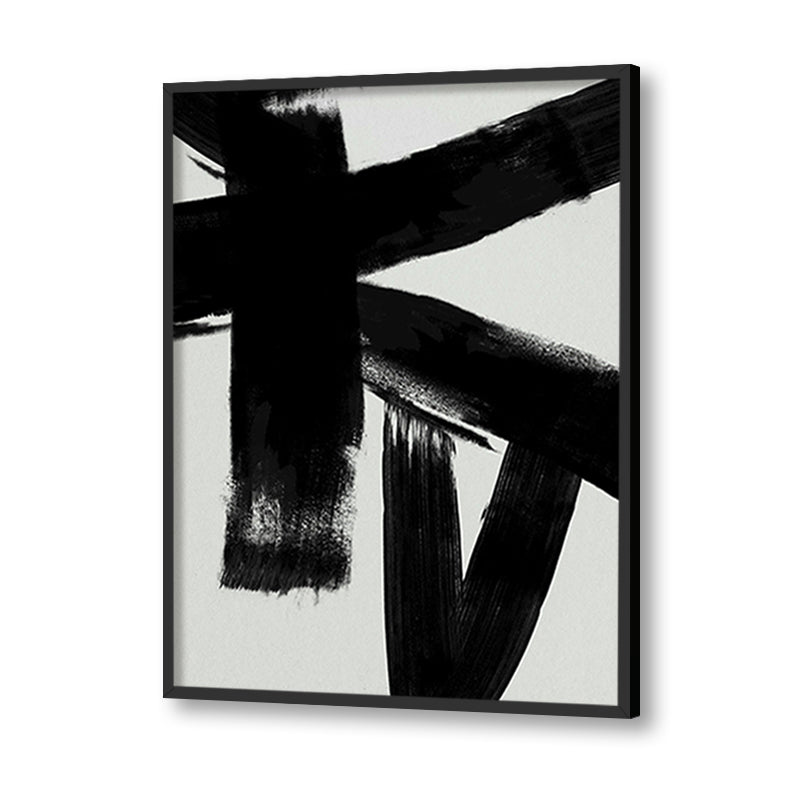 Jagged Edges 1 Black and White Canvas Wall Art Print